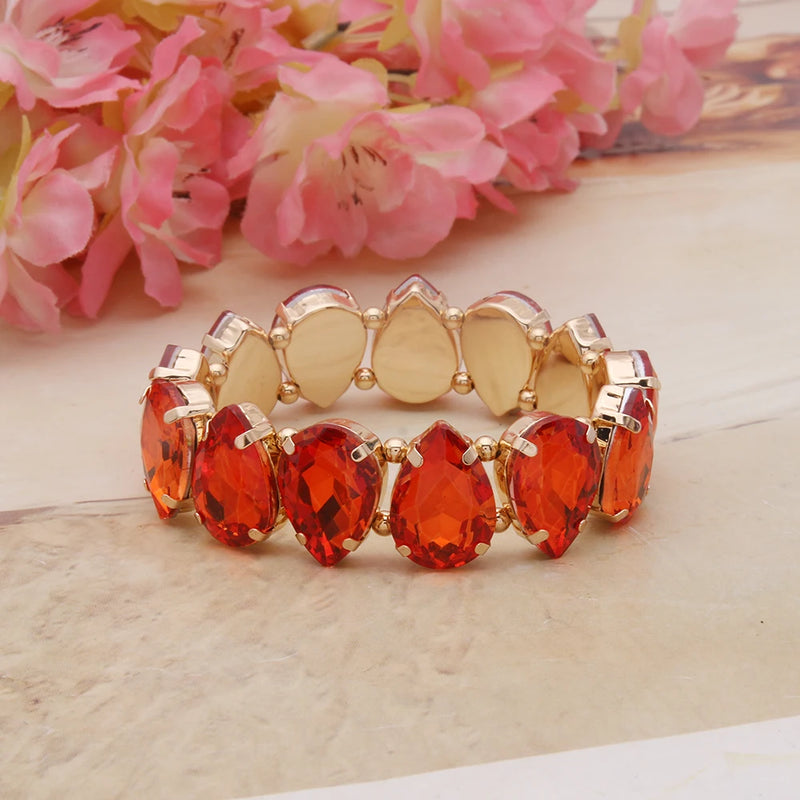 Bohemian Colorful Glass Bracelets For Woman European American Exaggeration Spring Rhinestone Bangle Madera Rhinestone Pulseira