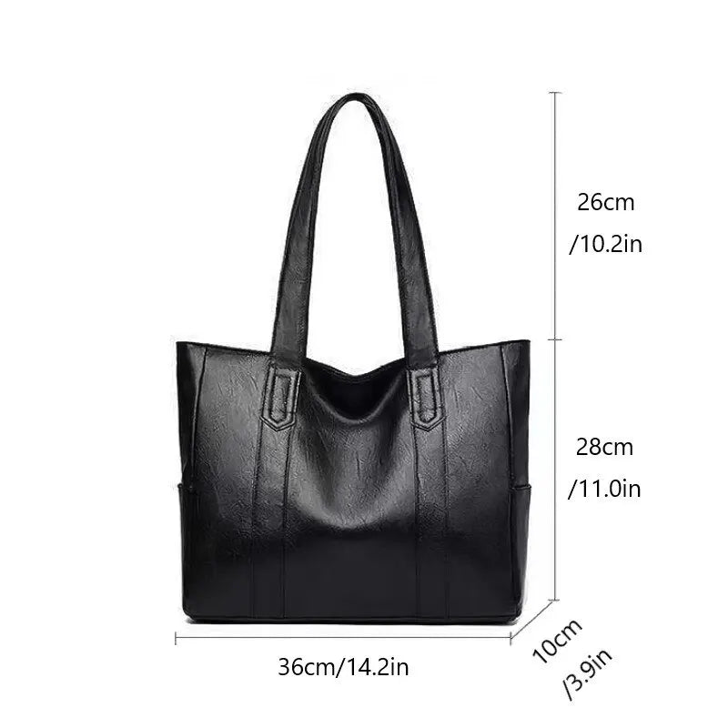 Bolsa vintage grande, bolsa de ombro vegana retrô, bolsa casual feminina para deslocamento diário