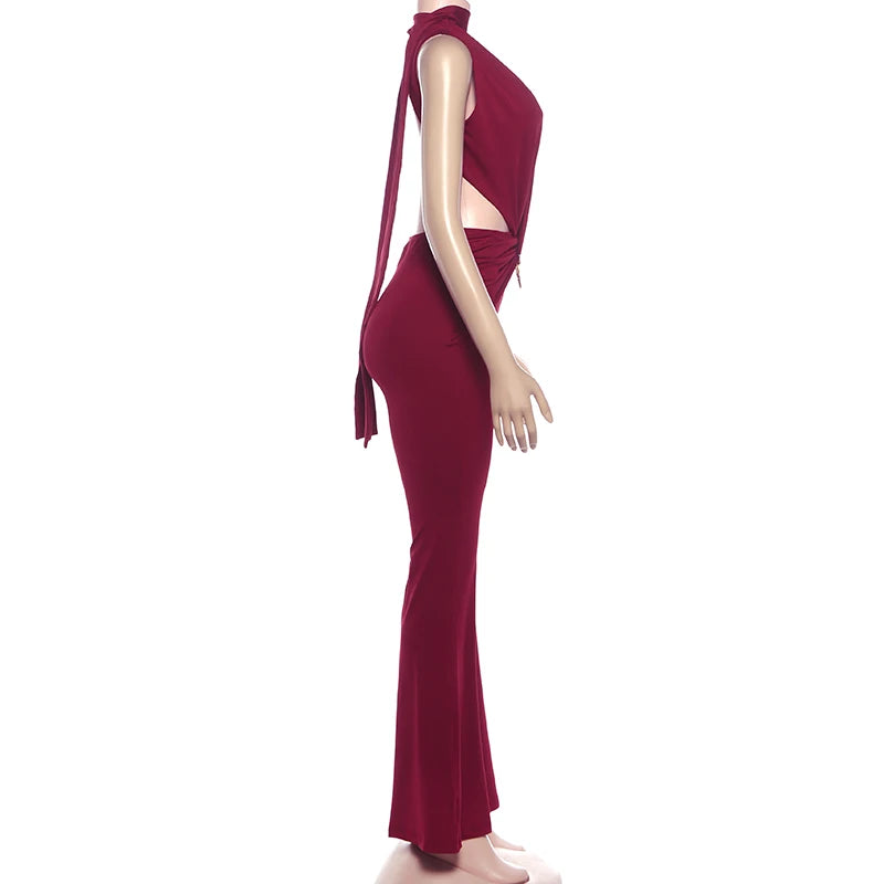 Women Ruched Sexy Metal Trim Jumpsuit Waistless Cross Hollow Bandage Coquette Midnight Workout Hipster Stretch Overalls