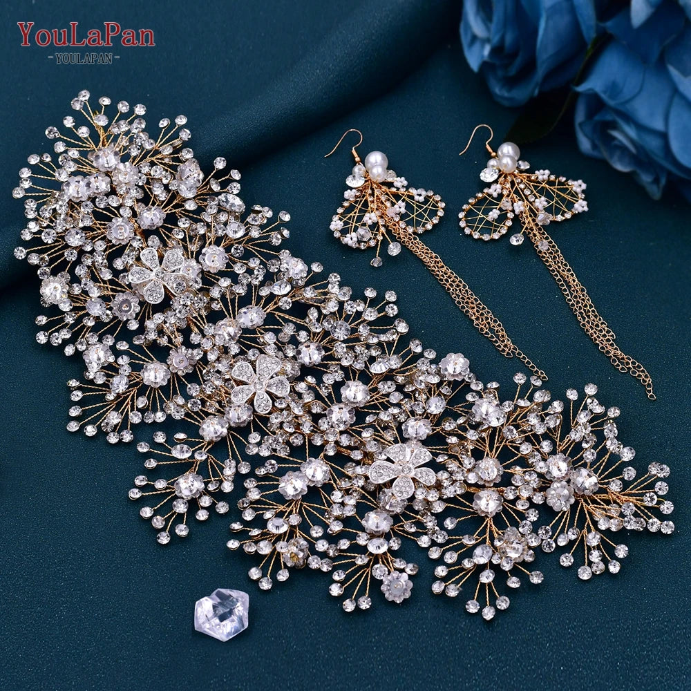 YouLaPan Bridal Crown Wedding Headband Rhinestone Brides Diadem Pageant Wedding Hair Accessories Woman Tiara and Headdress HP240