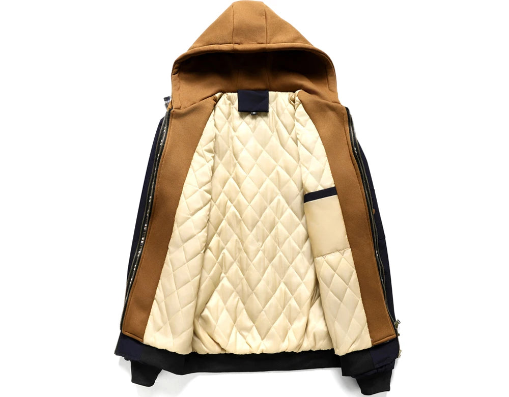 Autumn Winter Men's Warm Bomber Jacket Outdoor Man Thick Windbreaker Hiking Hooded Coats Men Thermal Sports Zipper Parkas Jacket