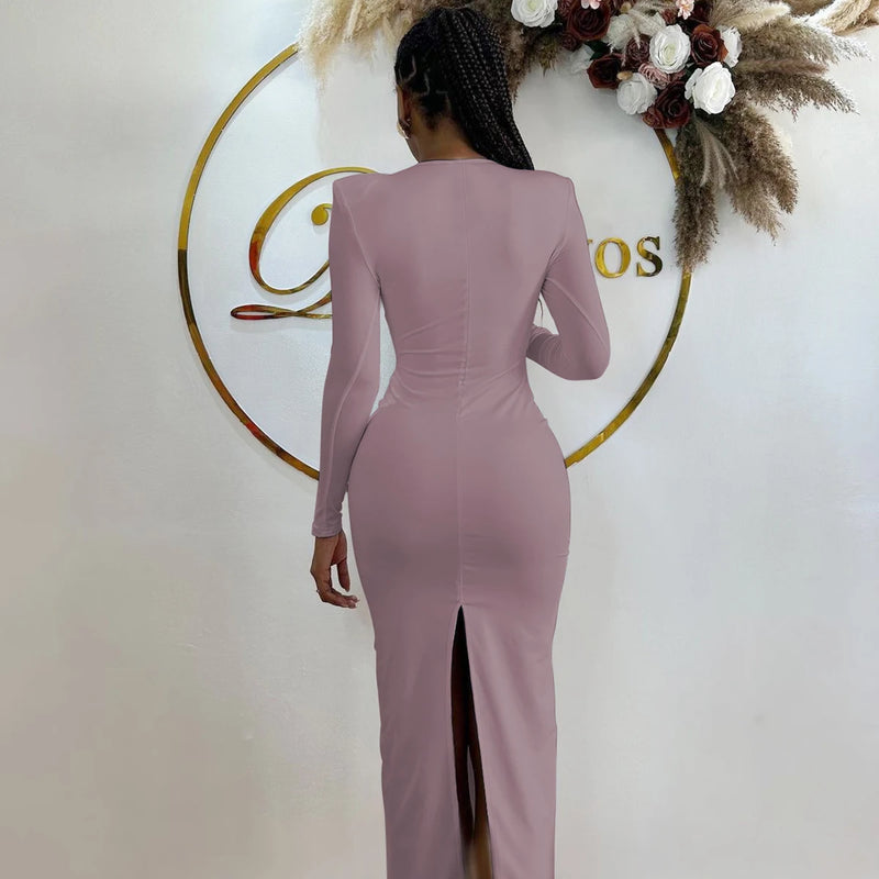 Hawthaw Women 2024 Spring Autumn Sexy Long Sleeve Party Club Hollow Out Bodycon White Long Dress Wholesale Items For Business