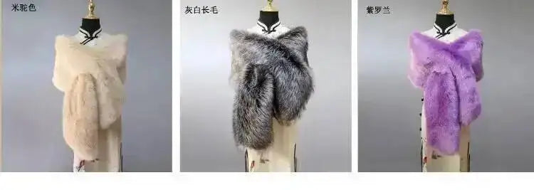 32 Colors 165*30cm Women Luxury Warm Faux Fox Fur Shawl Winter Ladies Plush Scarf Wraps Cloak Coat Wedding Long Cape Scarves