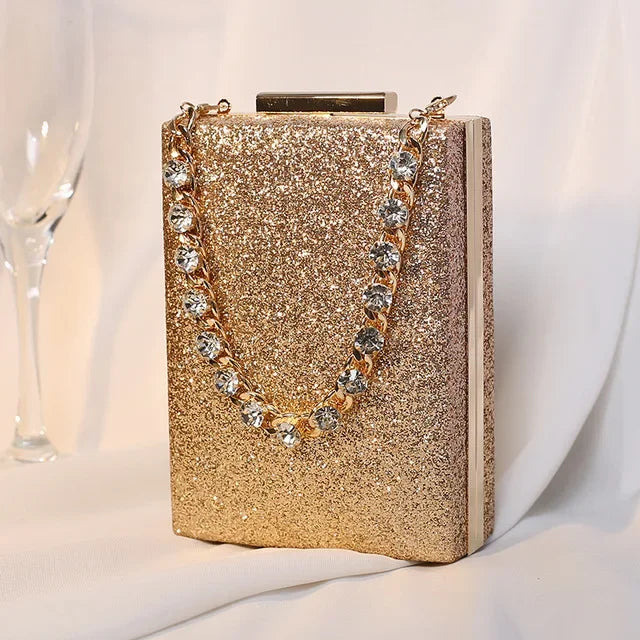 Bolsas pequenas de diamante, carteiras de banquete de corrente brilho