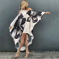 Printed Dresses Women 2025 Summer New Sloping Shoulders Loose Casual Beach Vacation Irregular Dress Fashion Beachwear Vestidos