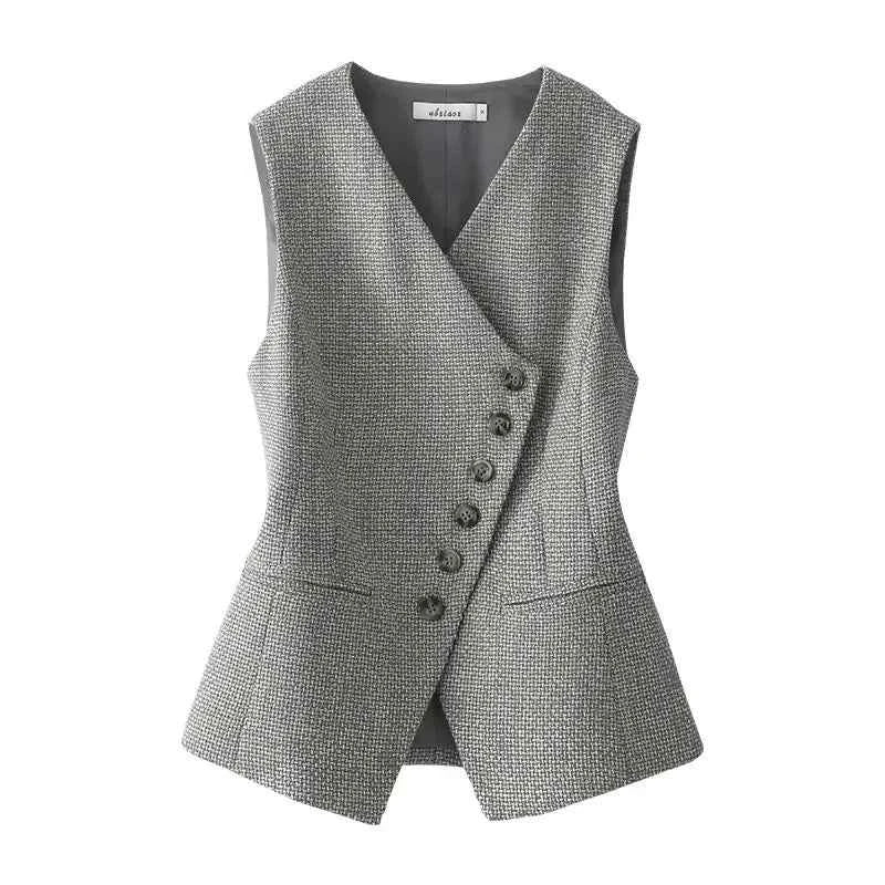 New Women's Suit Vest Coat 2024 Spring Autumn Comfortable Sleeveless Ladies Blazer Vest Versatile Lady Blazer Waistcoat Jacket