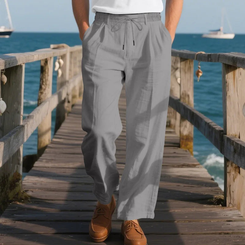 Men's Loose Casual Loose Straight Linen Naples Gurg Breathable Pants Men Clothing Trousers Traf Homme Pantalones Sweatpants