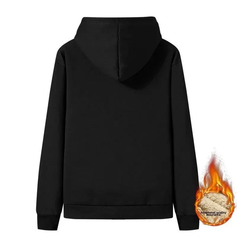 Conjunto de moletom masculino com forro de lã, 2 peças, tamanho grande, com capuz, casual, quente, grosso, esportivo, outono/inverno
