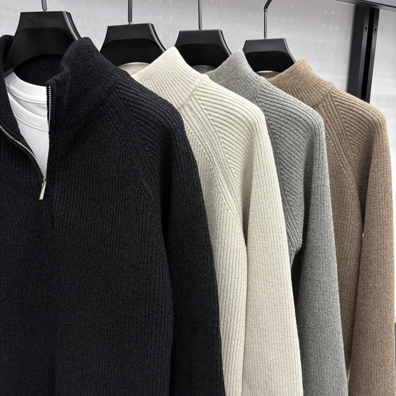 Men's Sweater Half Zipper Winter Thick Korean Edition Casual Loose Stand Up Collar Undercover