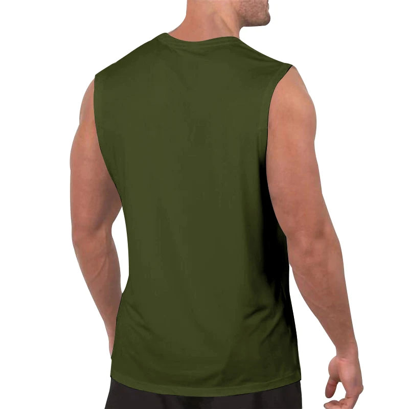 Colete masculino de verão, cor sólida, com decote em V, casual, respirável, sem mangas, adequado para fitness e esportes