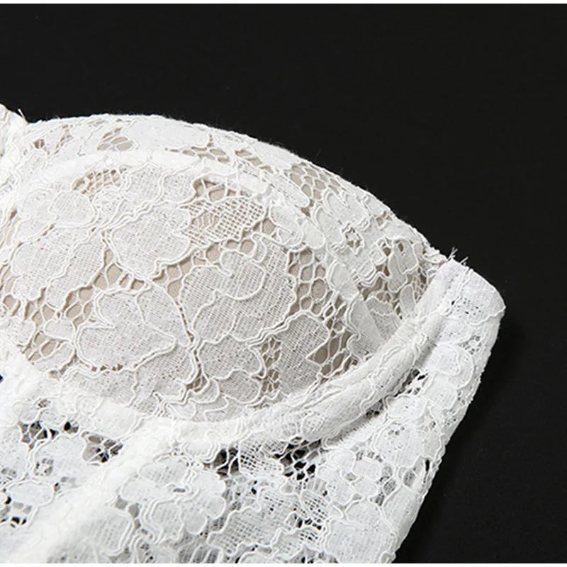 Conjuntos elegantes de renda e cetim com top e saia longa femininos, blusa justa e ombro de fora, robes femininos para festa de verão e noite