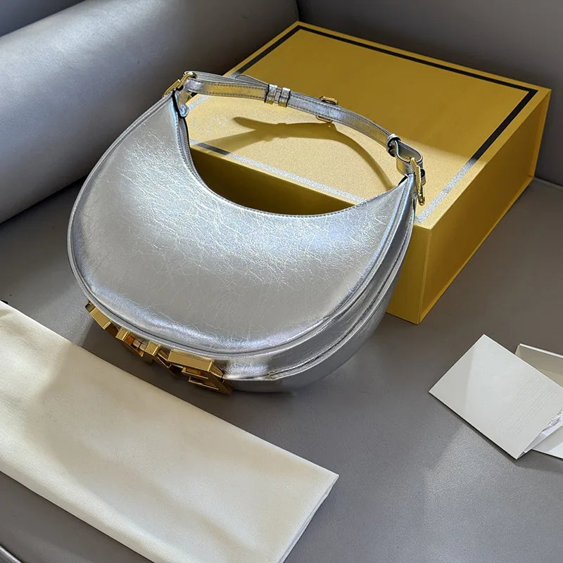 Novo 2025 graphy crescente saco de algodão linho lona revestido axilas ombro único bolsa feminina crossbody saco rua tendência - CRAVO ROSE