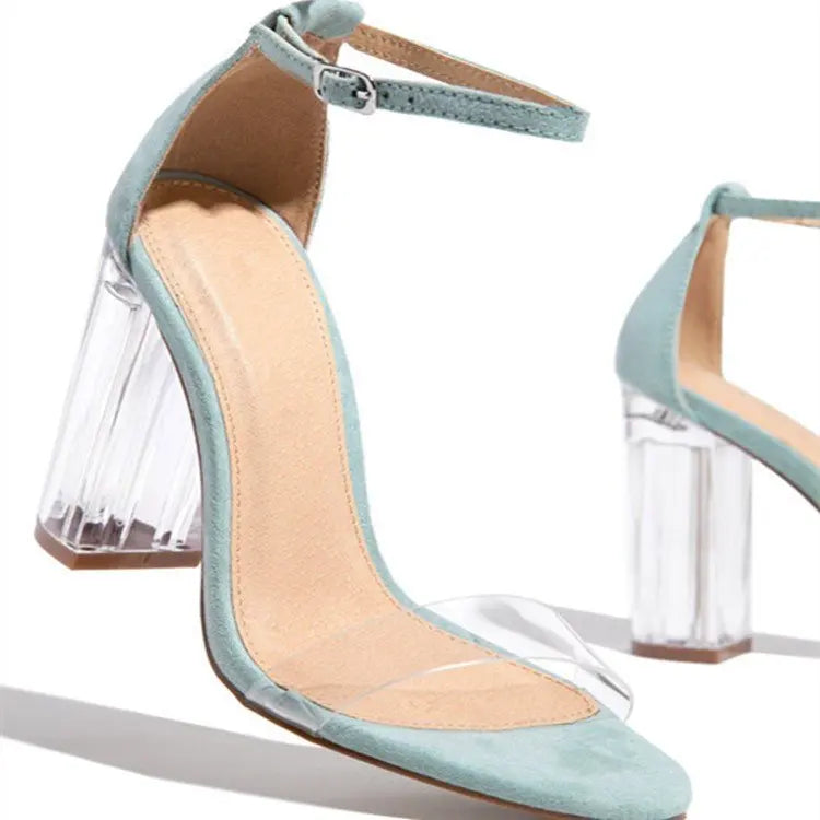 Sexy Women High Heel Shoes Summer Open Toed Women Sandals Luxury square transparent heel sandalias de mujer verano 2024 Big Size