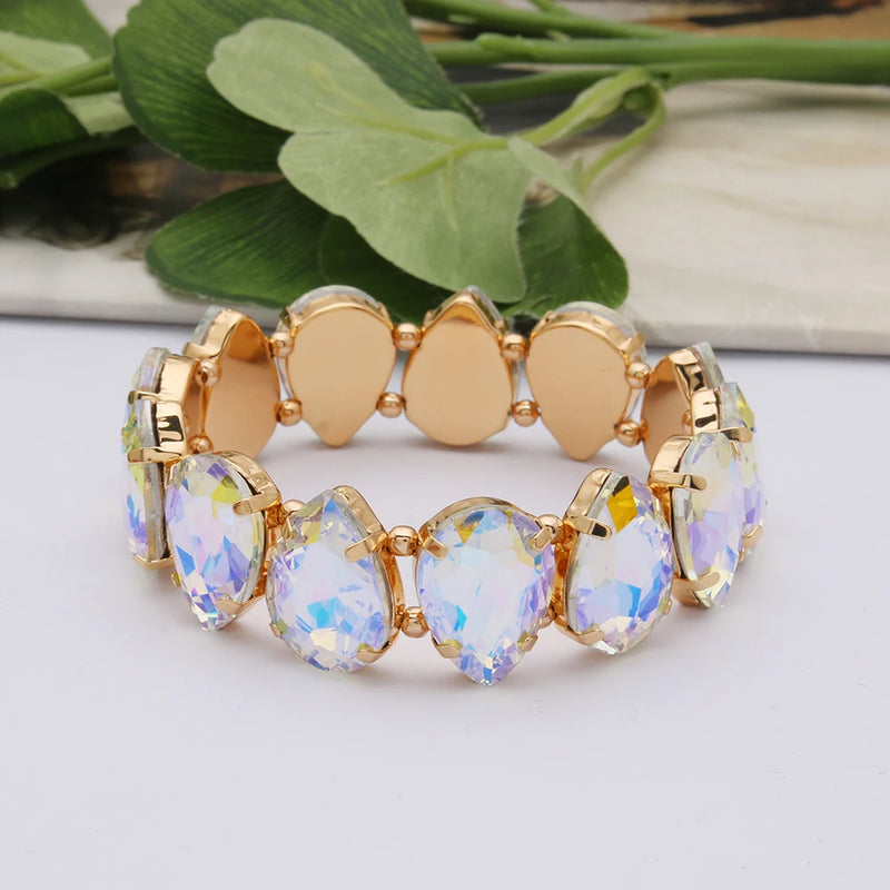 Bohemian Colorful Glass Bracelets For Woman European American Exaggeration Spring Rhinestone Bangle Madera Rhinestone Pulseira