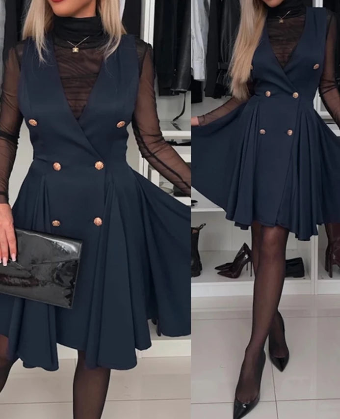 Women's Dress Elegant Formal Party Evening Dress Mesh Bubble Bead Spliced Short Sleeve Bodycon Wrap Hip Split Midi Dress