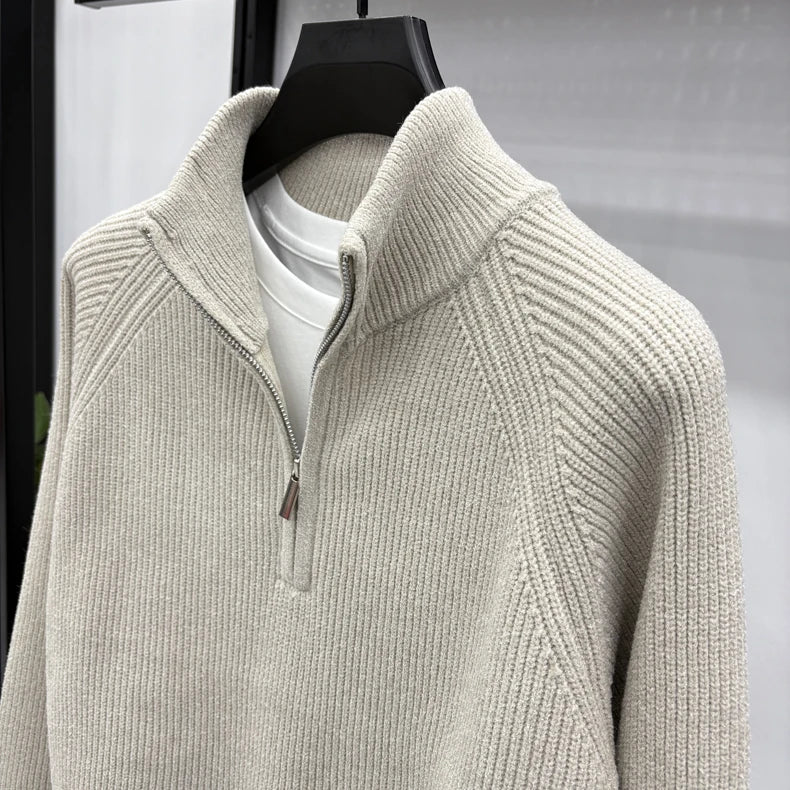 Men's Sweater Half Zipper Winter Thick Korean Edition Casual Loose Stand Up Collar Undercover