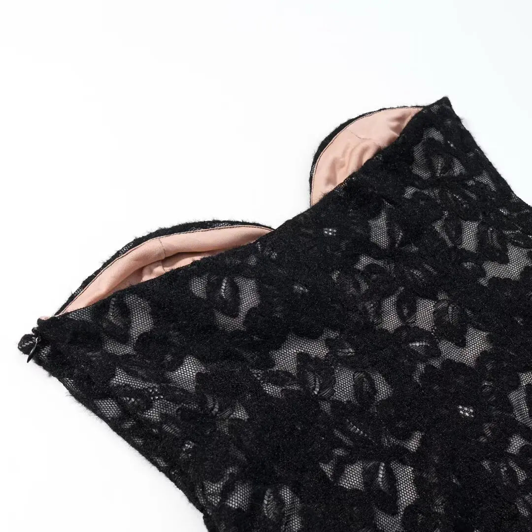 TFAFXY 2026 Sexy Chic Black Lace Party Tops Strapless vest Short Evening Club Corset Tops Fashion Y2K Girl Streetwear Tops