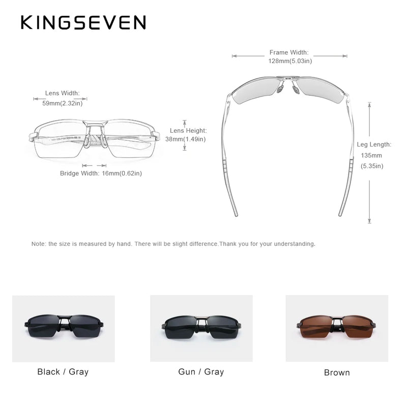 KINGSEVEN 2024 New Men's Polarized Sunglasses Aluminum Frame UV400 Sun Glasses Male Eyewear Driving Glasses