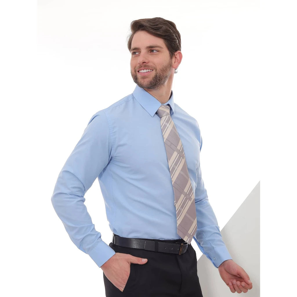 Men's KIT 2 Pieces-Black Slim Social Shirt and Slim Blue Social Shirt Baby