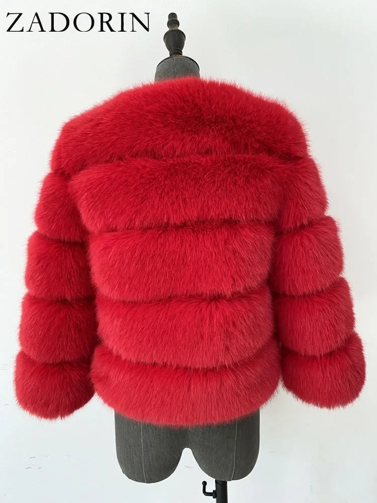 ZADORIN S-6XL Mink Coat Winter Black White Faux Fur Coat Woman Elegant Fluffy Faux Fur Jacket Top Short Fur Coats Woman Clothing