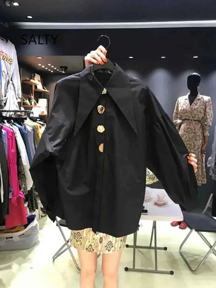 2026 Casual Long-sleeve Shirt Women New Fashion Turn Down Collar Big Button Retro Blouse Female