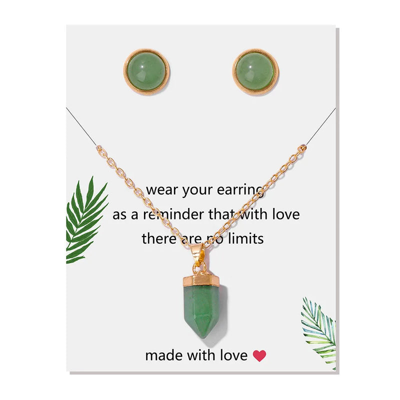 Healing Natural Stone Necklaces With Interchangeable Mineral Quartzs Pendant Necklaces For Women Balance Protection Card Jewelry