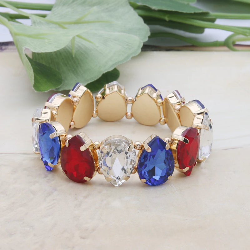 Bohemian Colorful Glass Bracelets For Woman European American Exaggeration Spring Rhinestone Bangle Madera Rhinestone Pulseira