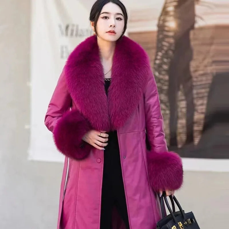 Luxury 2025 Real Fox Fur Collar And Cuffs Set for Women Winter Neck Warmer Fashion Scarf ShawlS Wrap Combo Large Size Furry Fur