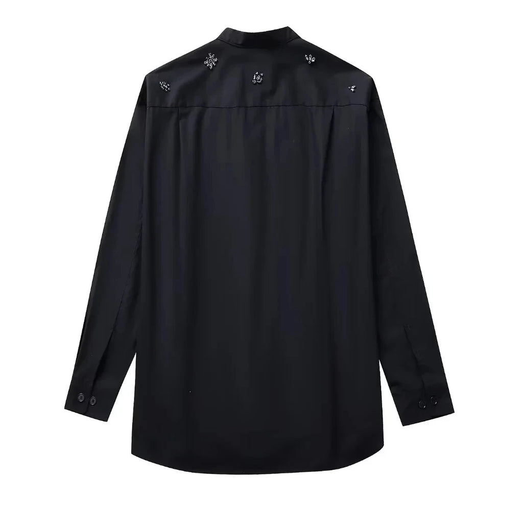 Blusas brancas elegantes da moda primavera 2025, blusas com lapela vazada, camisa slim feminina, casual, streetwear, blusa feminina para escritório