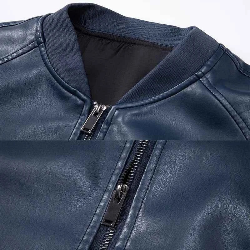 LIBIELIY TRAF Stylish Men's Leather Outerwear Slim Fit Durable Zipper High - Quality Leather Perfect For Elevating Your Look Com