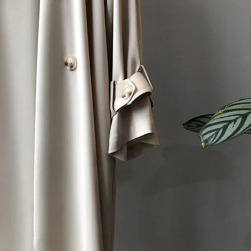 New Fashion Women's Long Trench Coat Spring Autumn Temperament Thin Windbreaker Coat Female Casual Parker Overcoat Apricot Black