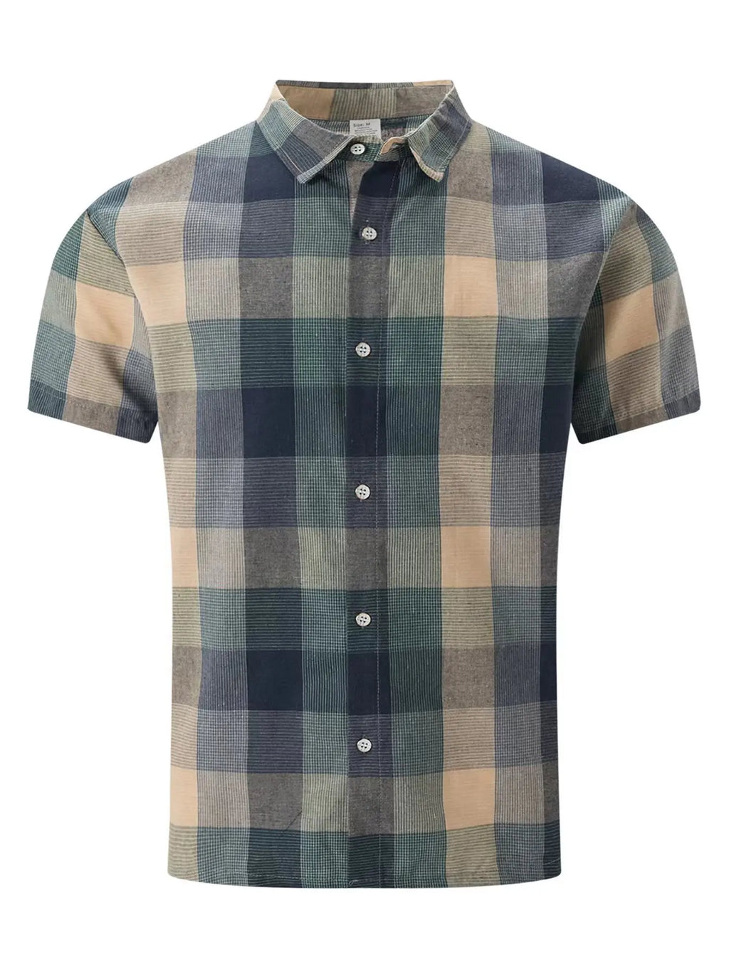 2024 Cross Border Amazon Summer New Plaid Shirt Summer Men's Short Sleeve Lapel Youth Casual Short Sleeve Men's Shirt