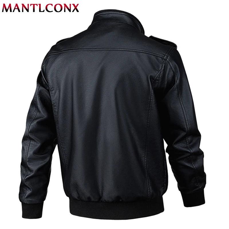 Qualidade Motocicleta PU Jaqueta De Couro Homens Inverno Jaqueta De Couro Homens Gola Alta Casual Casacos Corta-vento Roupas Masculinas Preto - CRAVO ROSE