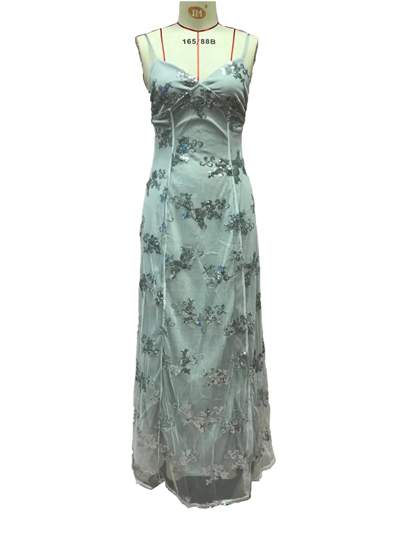 Vestido Longo de Festa com Lantejoulas e Costas Abertas – Decote V Elegante