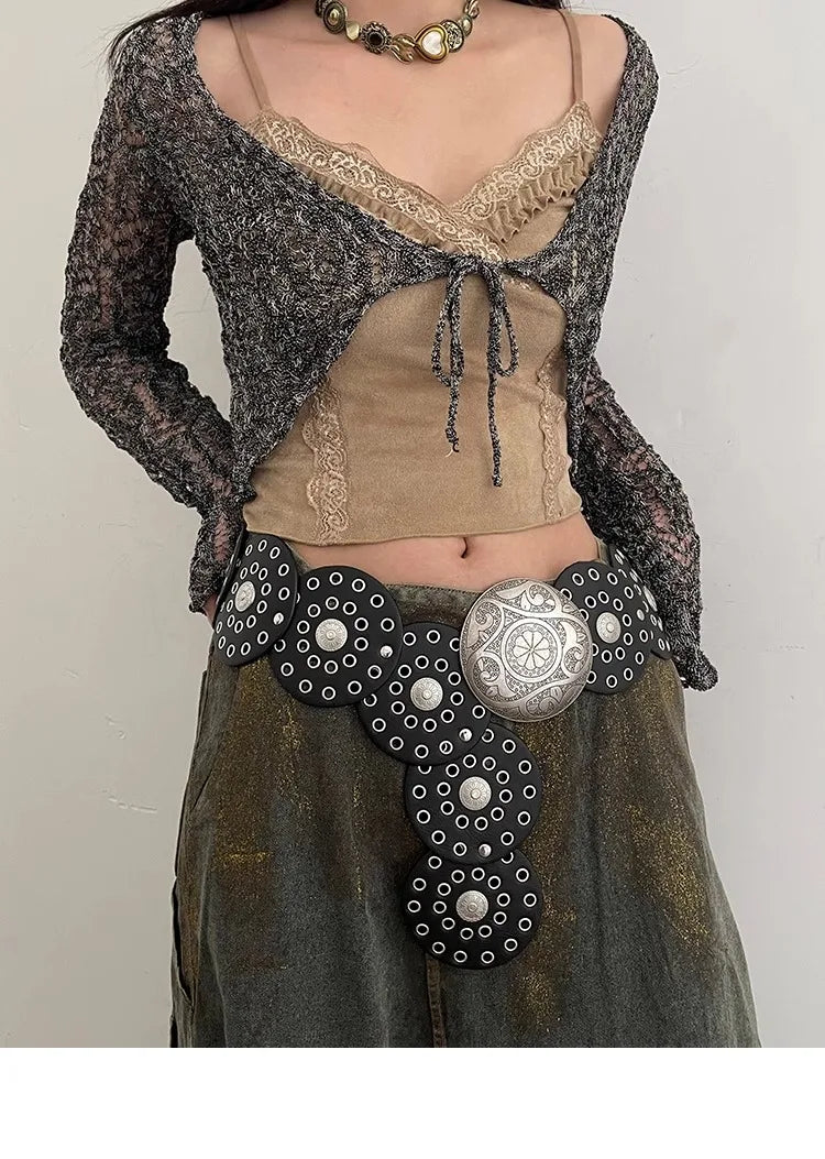 Adorno de cinto de vento com saias com acessórios exagerados  cinto largo feminino e moda retrô