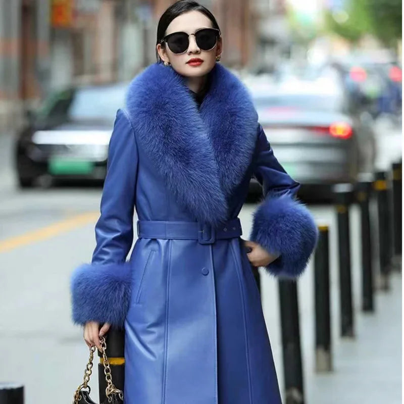 Luxury 2025 Real Fox Fur Collar And Cuffs Set for Women Winter Neck Warmer Fashion Scarf ShawlS Wrap Combo Large Size Furry Fur