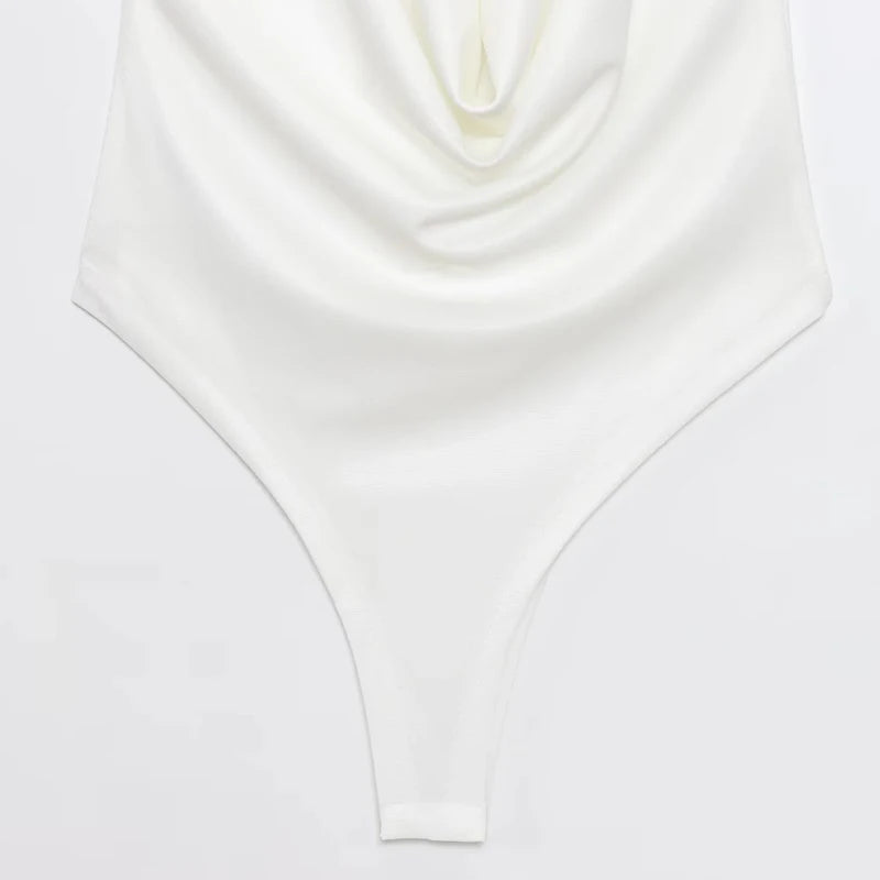 HXAO Bodysuit Women Summer Corset Slimming Body Off Shoulder Halter Sexy Body Ruched White Bodysuit Backless Brown Body Swimwear