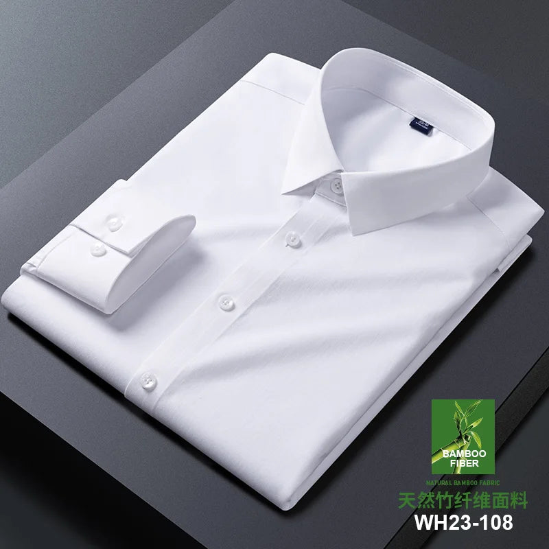 New Quality Anti-Wrinkle Men Shirt Long Sleeves Dress Shirts For Men Slim Fit Camisa Social Business White Office Shirt M-5XL