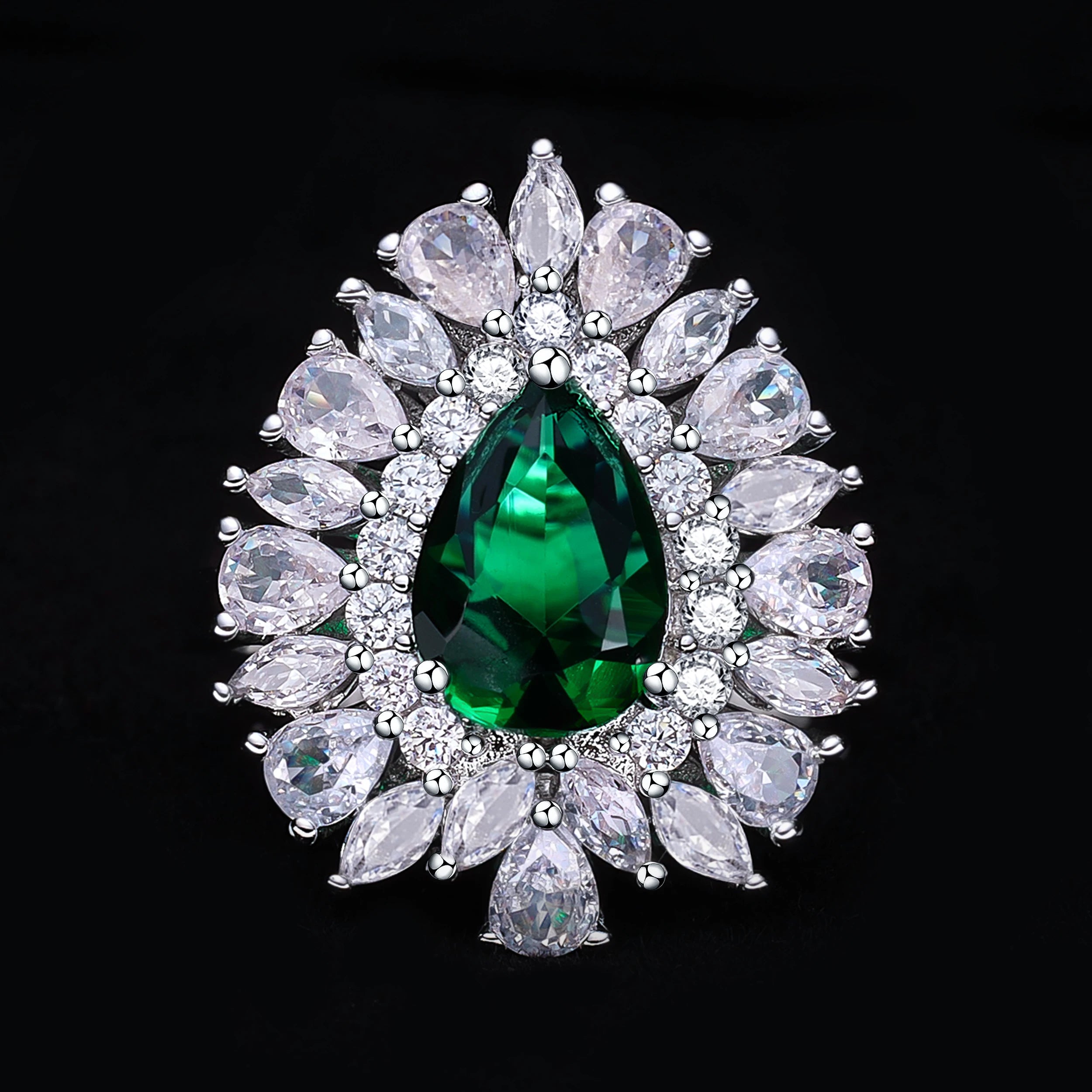 Conjunto de joias de casamento de luxo com 4 peças de zircônia 3A, conjunto de colar de cristal, conjunto de joias Dubai