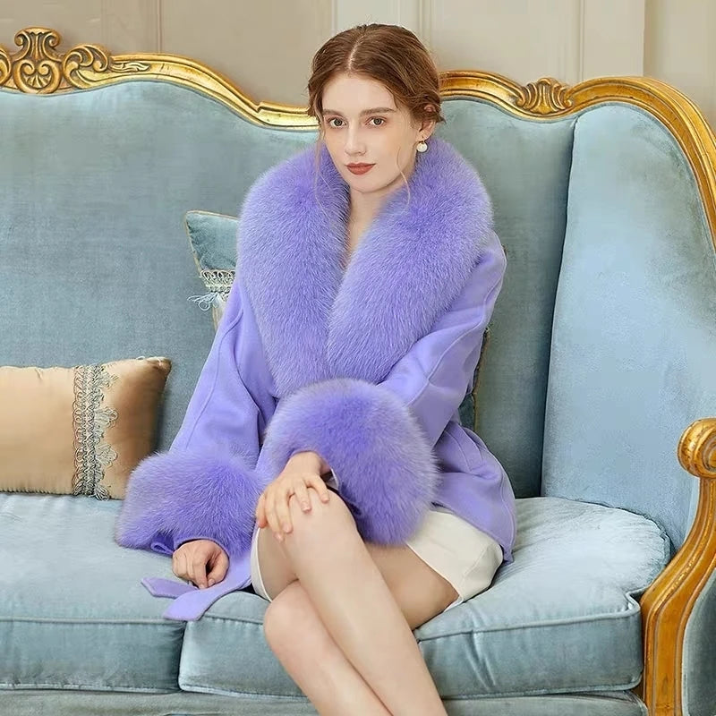 Luxury 2025 Real Fox Fur Collar And Cuffs Set for Women Winter Neck Warmer Fashion Scarf ShawlS Wrap Combo Large Size Furry Fur