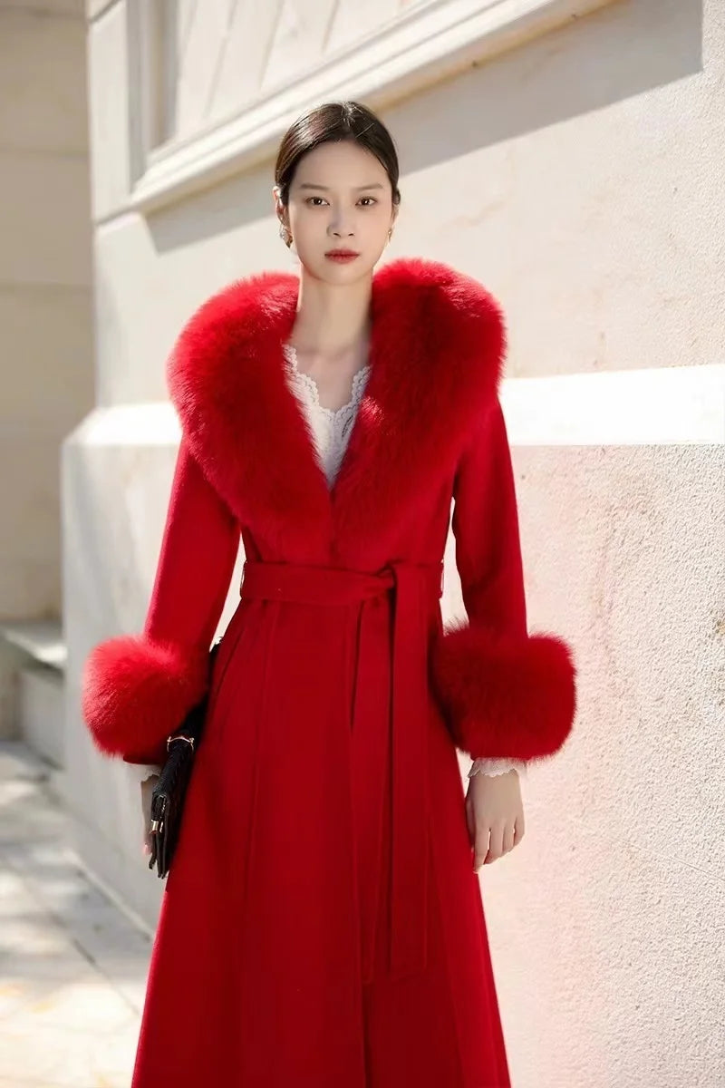 Luxury 2025 Real Fox Fur Collar And Cuffs Set for Women Winter Neck Warmer Fashion Scarf ShawlS Wrap Combo Large Size Furry Fur