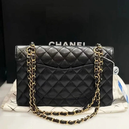 Pequena bolsa de fragrância caviar preto ouro corrente couro litchi padrão diamante grade luxo feminino crossbody bolsa ombro - CRAVO ROSE