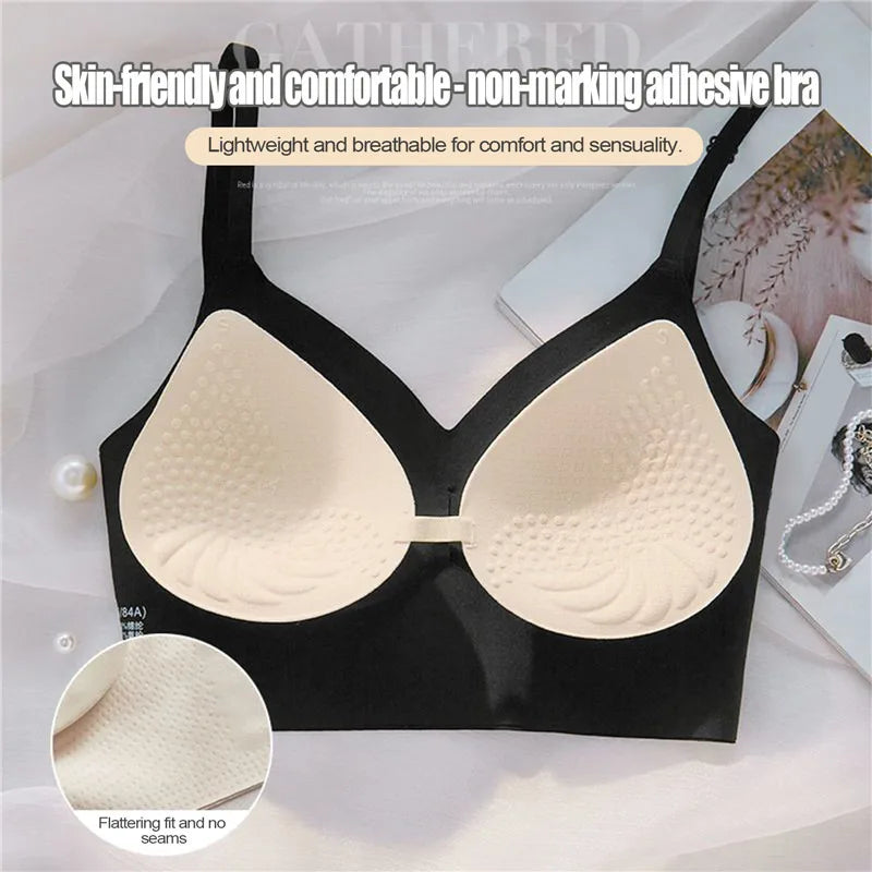 Sutiã invisível feminino com decote em U profundo, top sem costas para vestidos, lingerie sexy com alça transparente, push up, roupa íntima sem alças