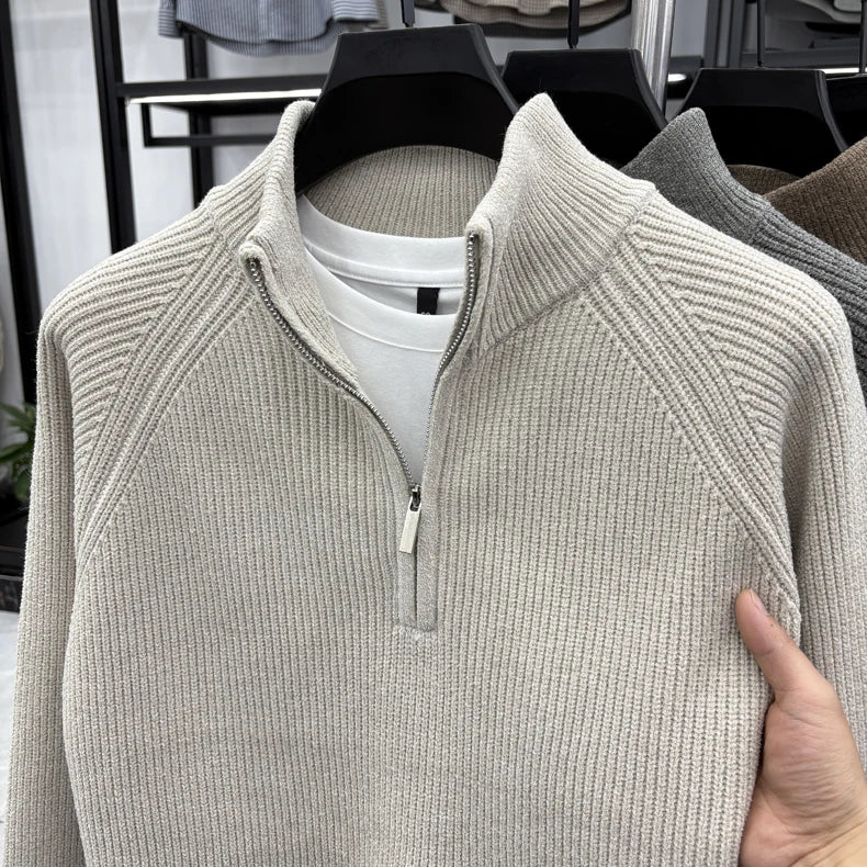 Men's Sweater Half Zipper Winter Thick Korean Edition Casual Loose Stand Up Collar Undercover