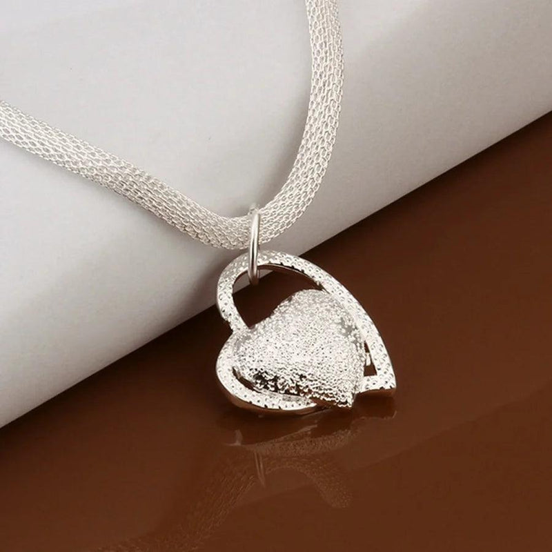 925 Sterling Silver Necklace Gorgeous Charm Fashion Heart Wedding Lady Love for Women Noble Luxury 18 Inches 45cm Jewelry - CRAVO ROSE