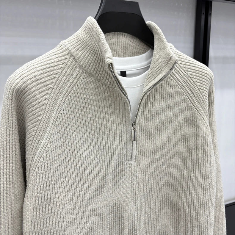 Men's Sweater Half Zipper Winter Thick Korean Edition Casual Loose Stand Up Collar Undercover