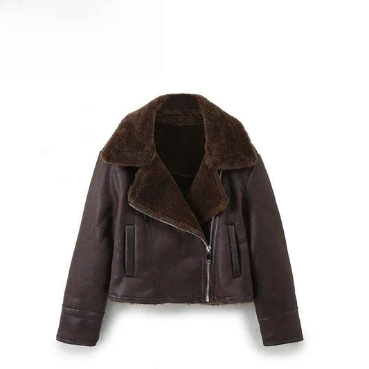 JNLEAOG Fashionable Double-Sided Short Jacket Women's Autumn New Style Windproof Polyester Standard Fit Long Sleeve Zipper