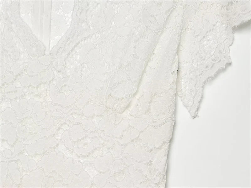 Women's Dress 2026 Summer New Solid Color Short Sleeve V-neck Lace Waistband Long Dress Elegant and Stylish Fashionable