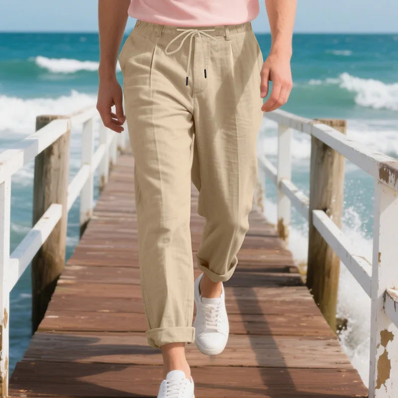 Men's Loose Casual Loose Straight Linen Naples Gurg Breathable Pants Men Clothing Trousers Traf Homme Pantalones Sweatpants