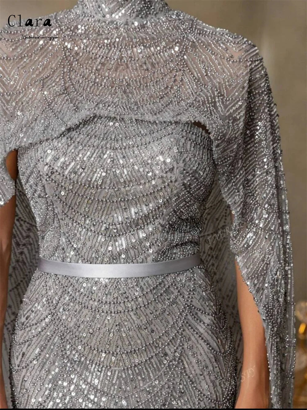 Clara Custom Crew Neck Beaded Fishtail Sleeveless Elegant Evening Dresses for Woman Luxury Women's Elegant Party Dress 2025 Prom